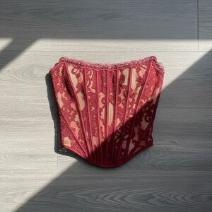 Lace Corset Top in Burgundy